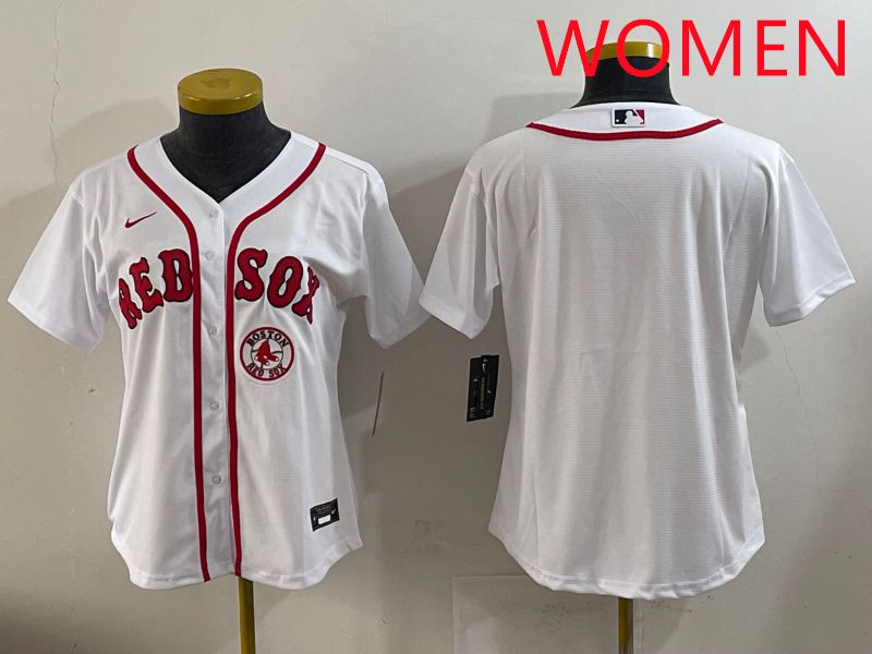 Women 2025 Boston Red Sox Blank White Game Nike MLB Jersey style 4